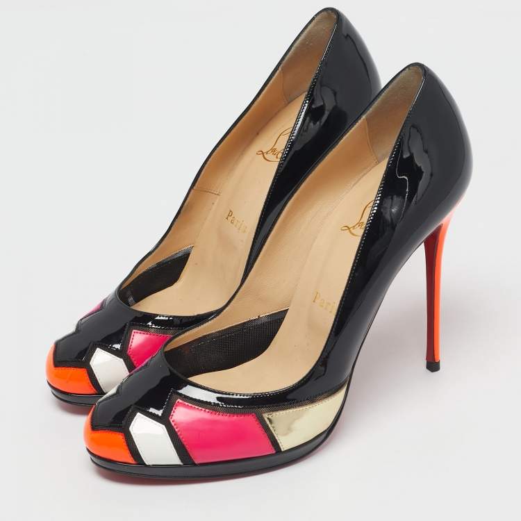 Pre Owned Christian Louboutin Multicolor Patchwork Patent Leather Astrogirl Pumps Size 40.5