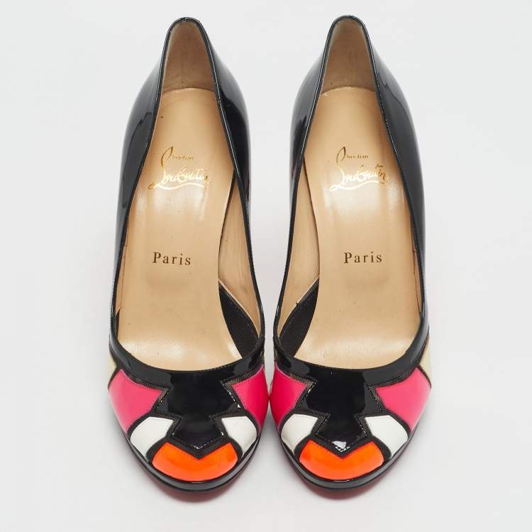 Pre Owned Christian Louboutin Multicolor Patchwork Patent Leather Astrogirl Pumps Size 40.5