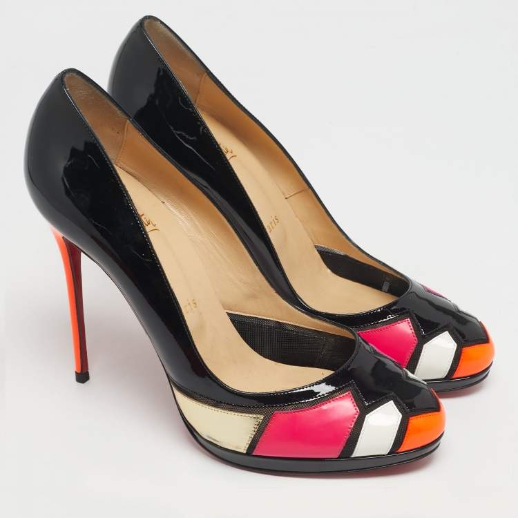 Pre Owned Christian Louboutin Multicolor Patchwork Patent Leather Astrogirl Pumps Size 40.5