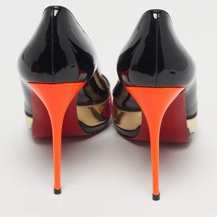 Pre Owned Christian Louboutin Multicolor Patchwork Patent Leather Astrogirl Pumps Size 40.5