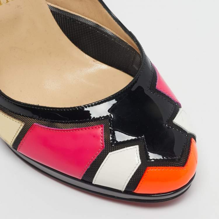 Pre Owned Christian Louboutin Multicolor Patchwork Patent Leather Astrogirl Pumps Size 40.5