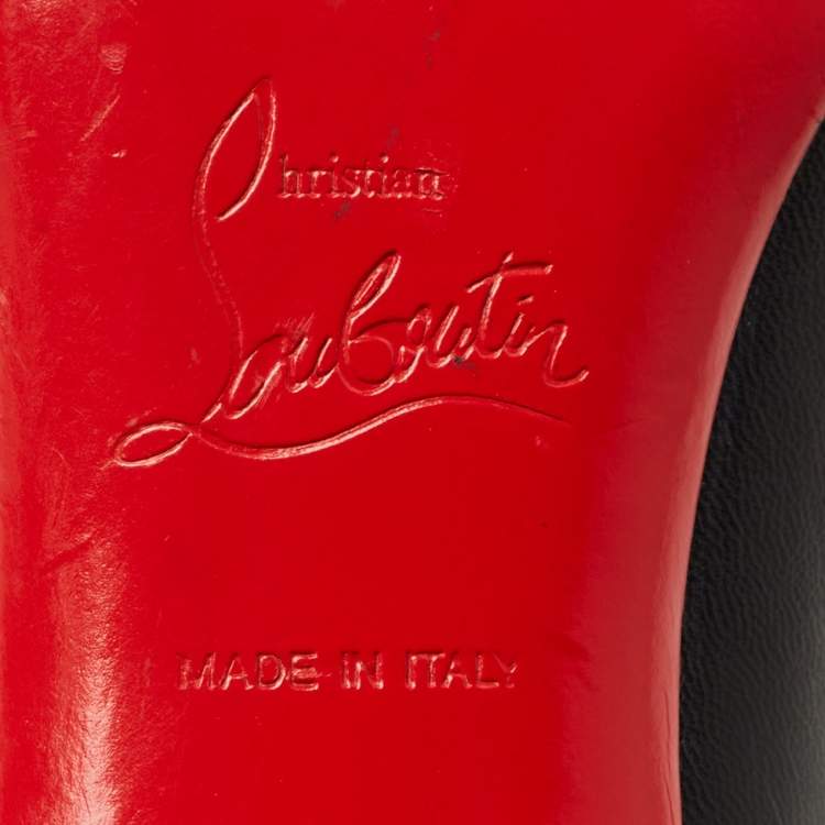 Pre Owned Christian Louboutin Black Leather Simple Pumps Size 38