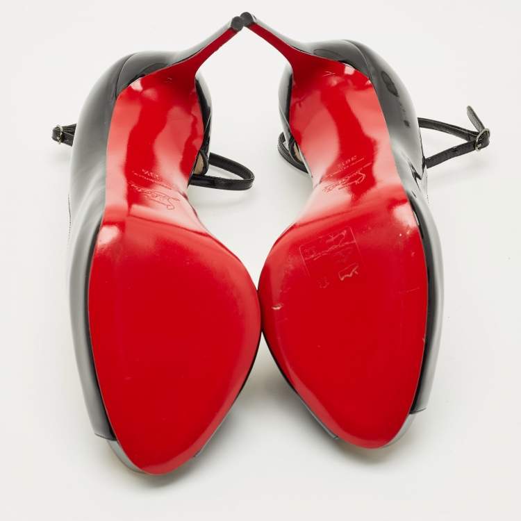Pre Owned Christian Louboutin Black Patent Leather Round Chick Alta Platform Pumps Size 39.5