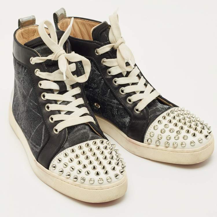 Pre Owned Christian Louboutin Multicolor Mesh and Leather Lou Spikes Sneakers Size 38