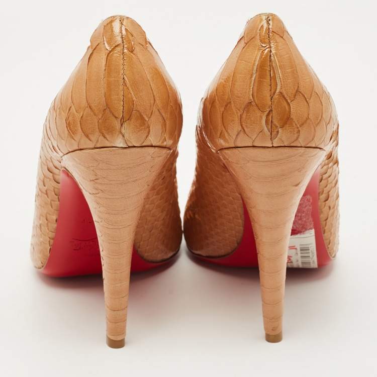 Pre Owned Christian Louboutin Beige Python Leather New Simple Pumps Size 38