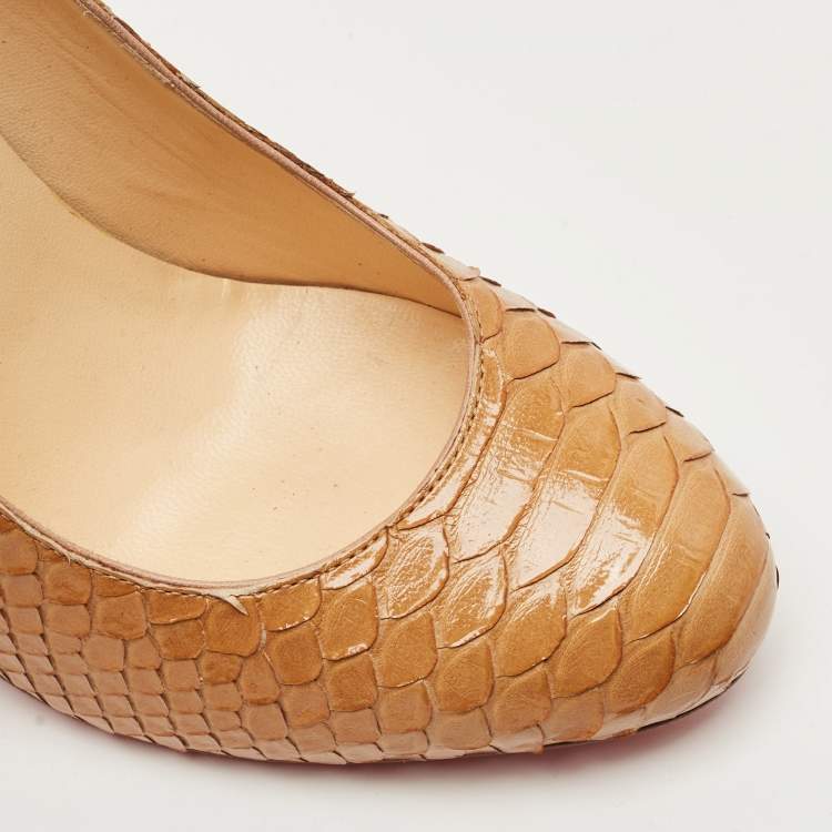Pre Owned Christian Louboutin Beige Python Leather New Simple Pumps Size 38