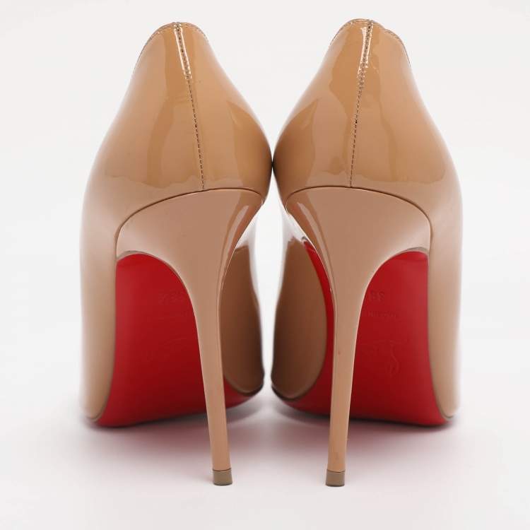 Pre Owned Christian Louboutin Yellow Patent Leather Pigalle Pumps Size 38.5
