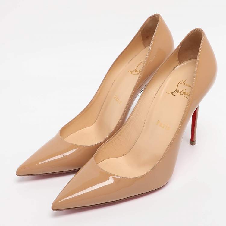 Pre Owned Christian Louboutin Yellow Patent Leather Pigalle Pumps Size 38.5
