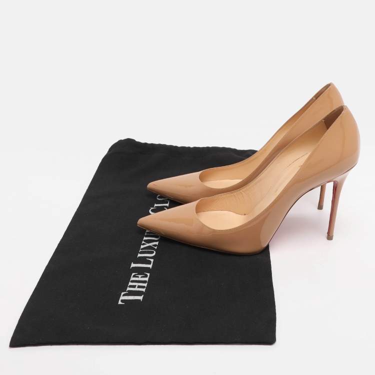 Pre Owned Christian Louboutin Yellow Patent Leather Pigalle Pumps Size 38.5