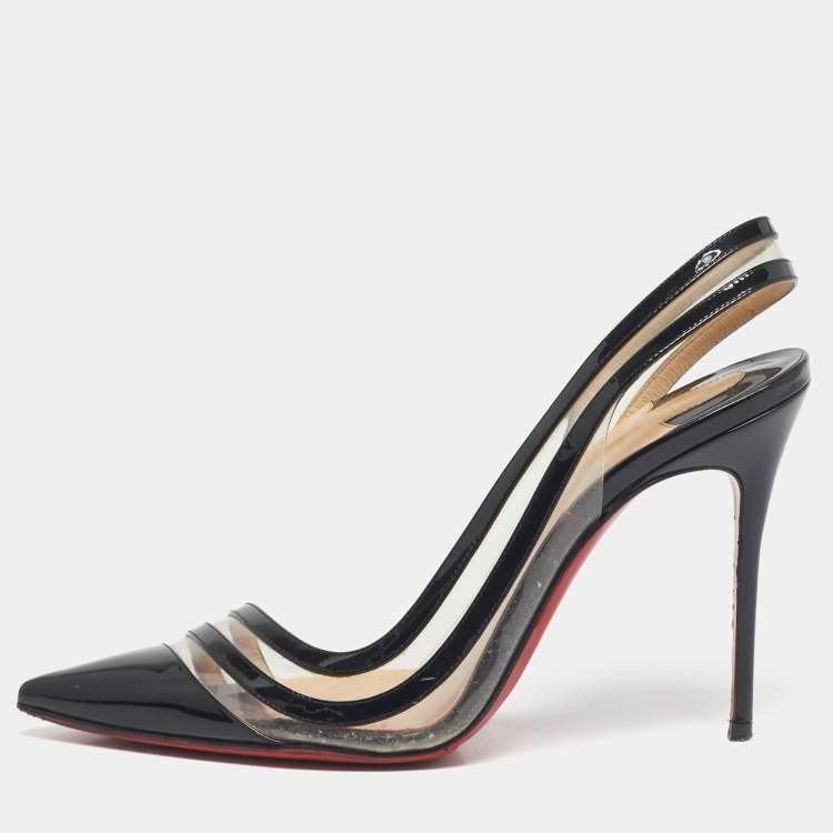 مملوكة مسبقًا Christian Louboutin Two Tone Patent And PVC Paralili D'orsay Pumps Size 38