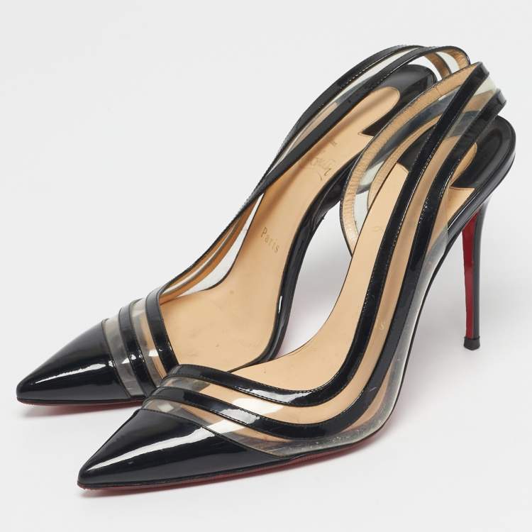 مملوكة مسبقًا Christian Louboutin Two Tone Patent And PVC Paralili D'orsay Pumps Size 38