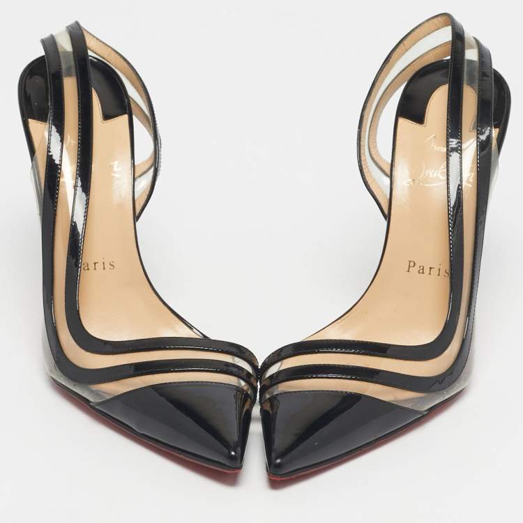 مملوكة مسبقًا Christian Louboutin Two Tone Patent And PVC Paralili D'orsay Pumps Size 38