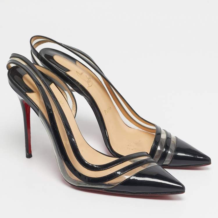 مملوكة مسبقًا Christian Louboutin Two Tone Patent And PVC Paralili D'orsay Pumps Size 38