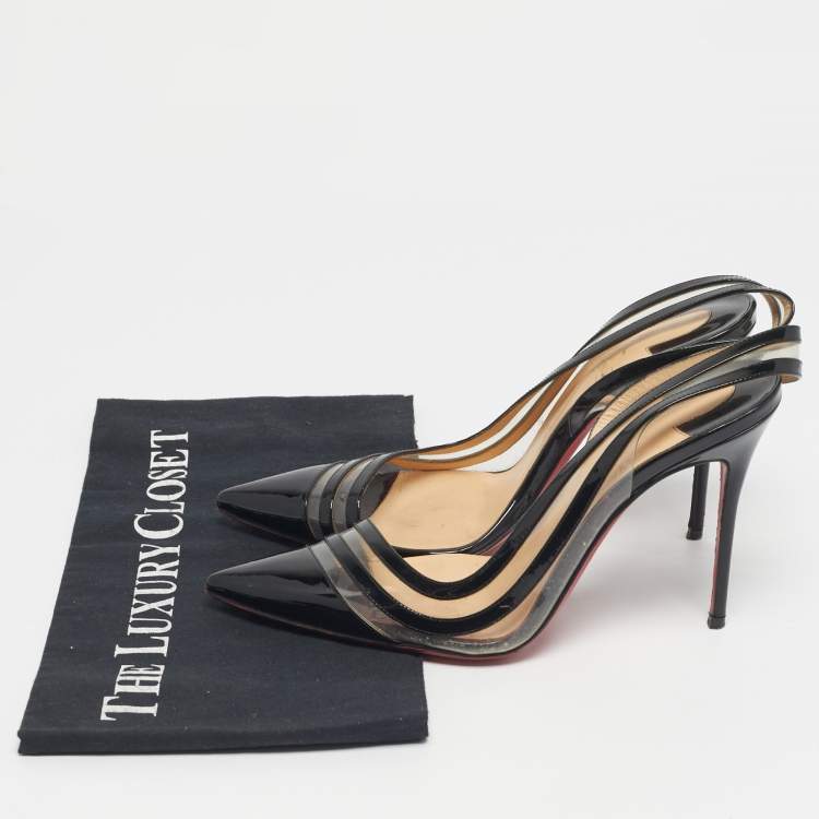مملوكة مسبقًا Christian Louboutin Two Tone Patent And PVC Paralili D'orsay Pumps Size 38