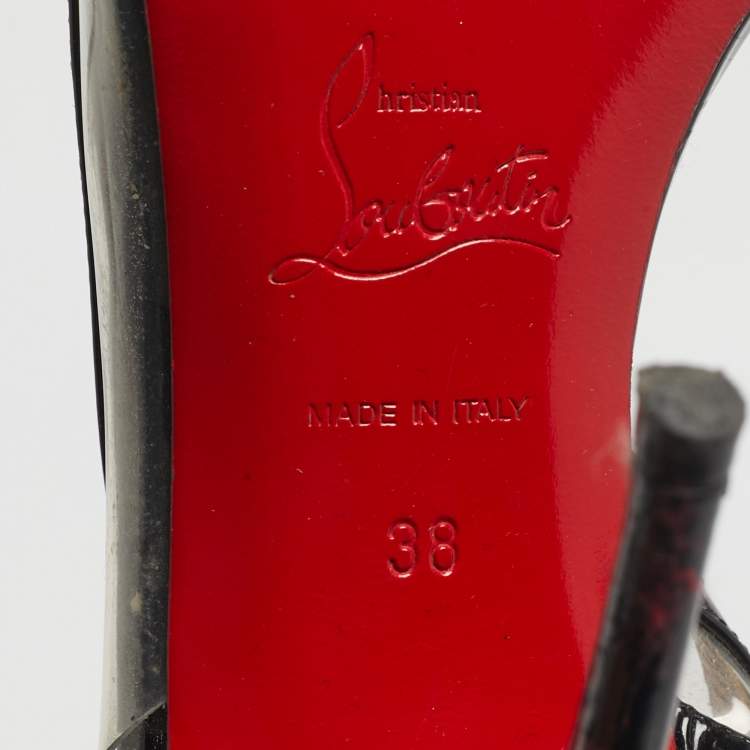 مملوكة مسبقًا Christian Louboutin Two Tone Patent And PVC Paralili D'orsay Pumps Size 38