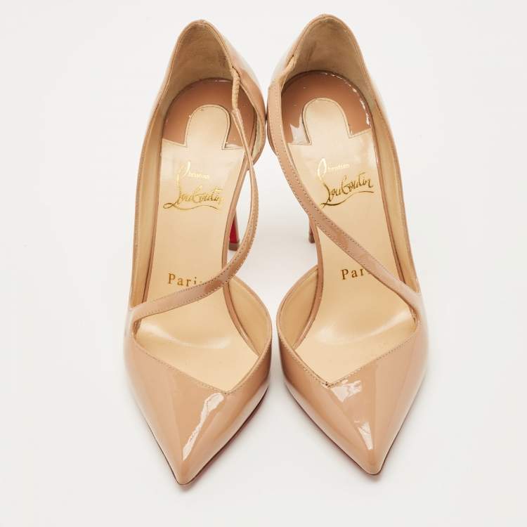 مملوكة مسبقًا Christian Louboutin Beige Patent Jumping Pumps Size 35.5