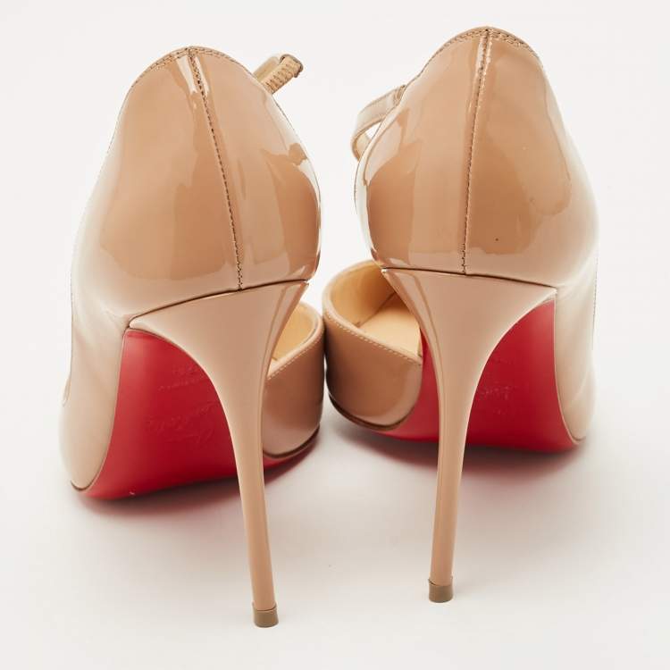 مملوكة مسبقًا Christian Louboutin Beige Patent Jumping Pumps Size 35.5