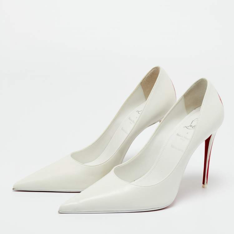 Pre Owned Christian Louboutin X Maison Margiela White Leather Martoubi Pumps Size 40