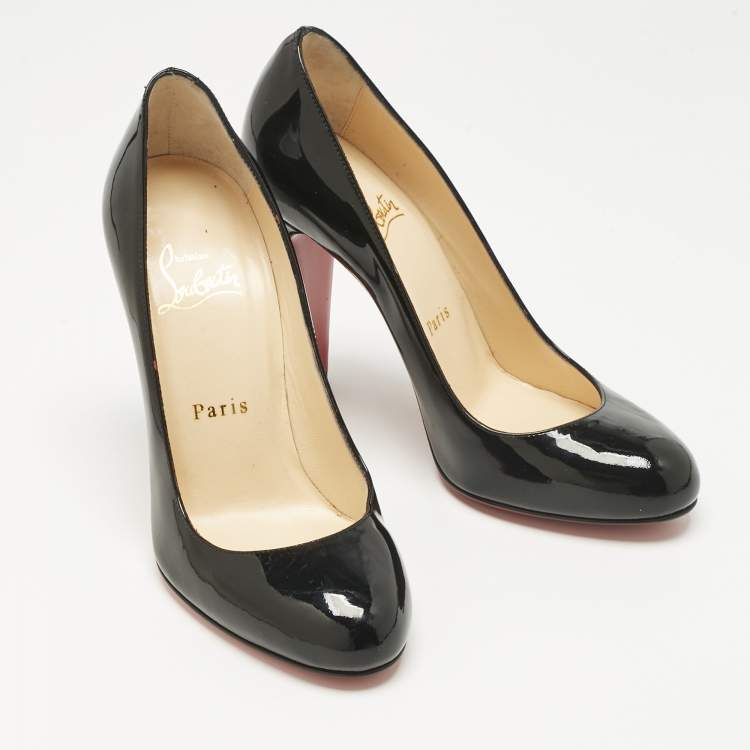 مملوكة مسبقًا Christian Louboutin Black Patent Leather Simple Pumps Size 36.5