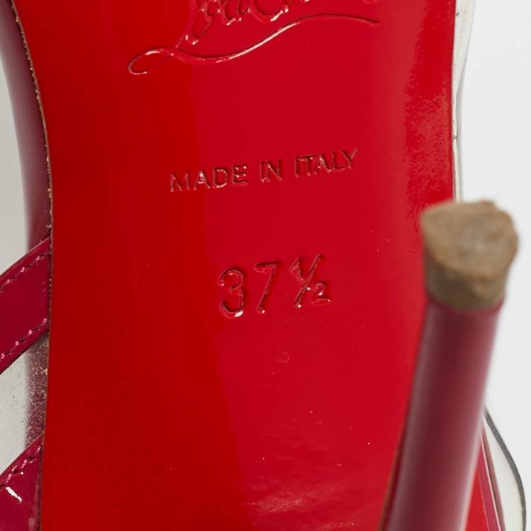 Pre Owned Christian Louboutin Red/Transparent  Patent Leather and PVC Paralili Pumps Size 37.5