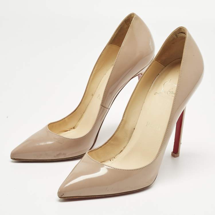 Pre Owned Christian Louboutin Beige Leather Pigalle Pumps Size 36.5