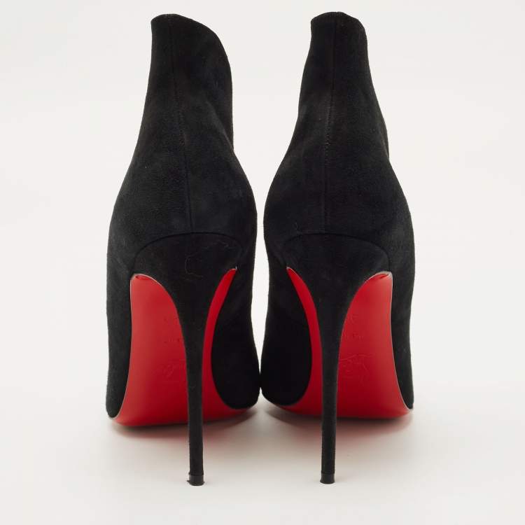 Pre Owned Christian Louboutin Black Suede Mea Culpa Pumps Pointed Toe Size 38.5