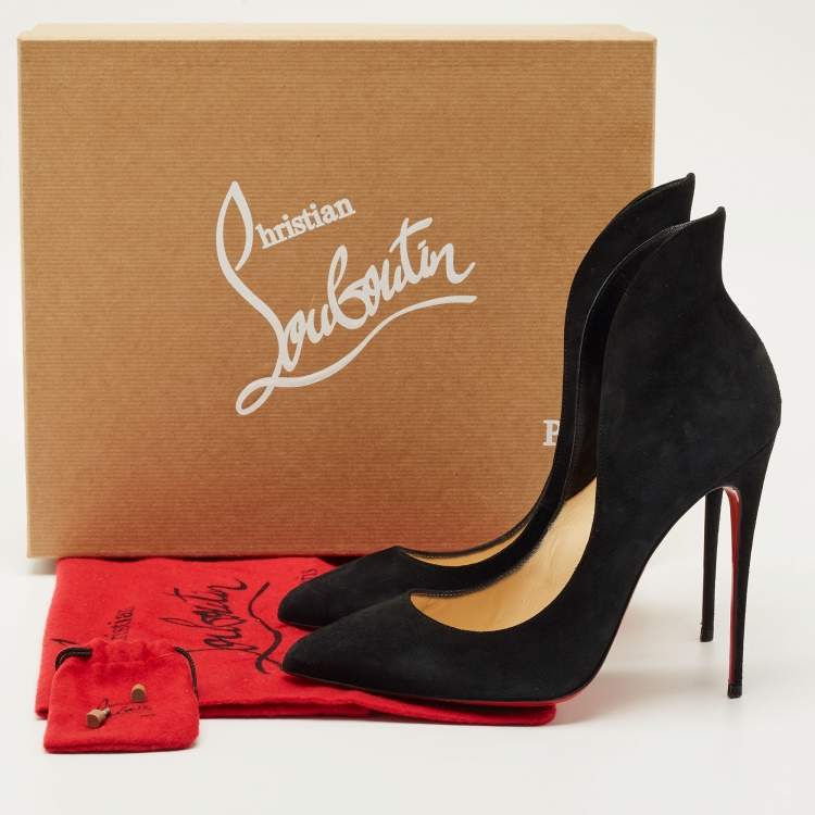 Pre Owned Christian Louboutin Black Suede Mea Culpa Pumps Pointed Toe Size 38.5