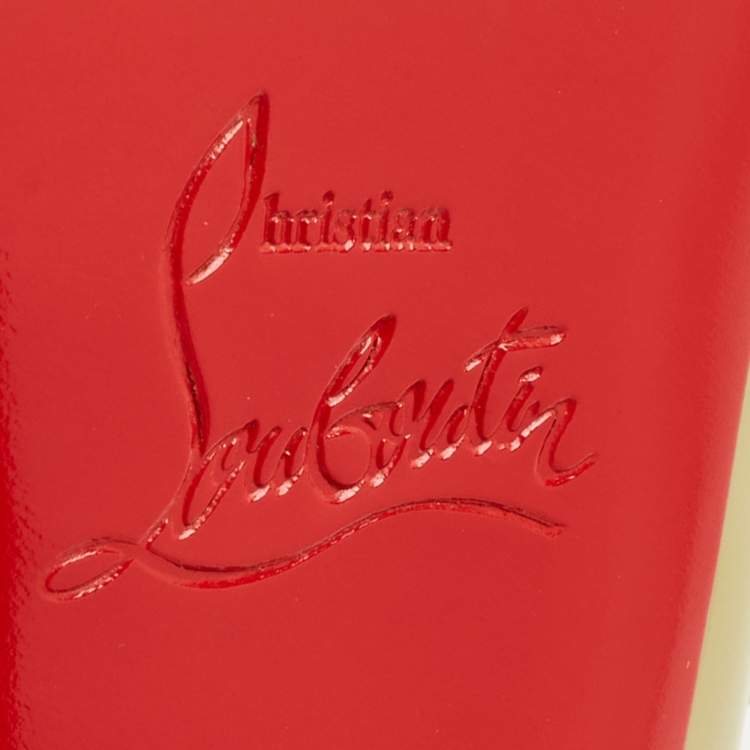Pre Owned Christian Louboutin Green Patent Leather Flo Peep Toe Pumps Size 39