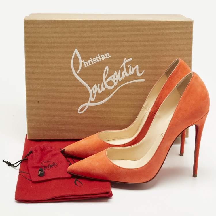 Pre Owned Christian Louboutin Orange Suede So Kate Pumps Size 38