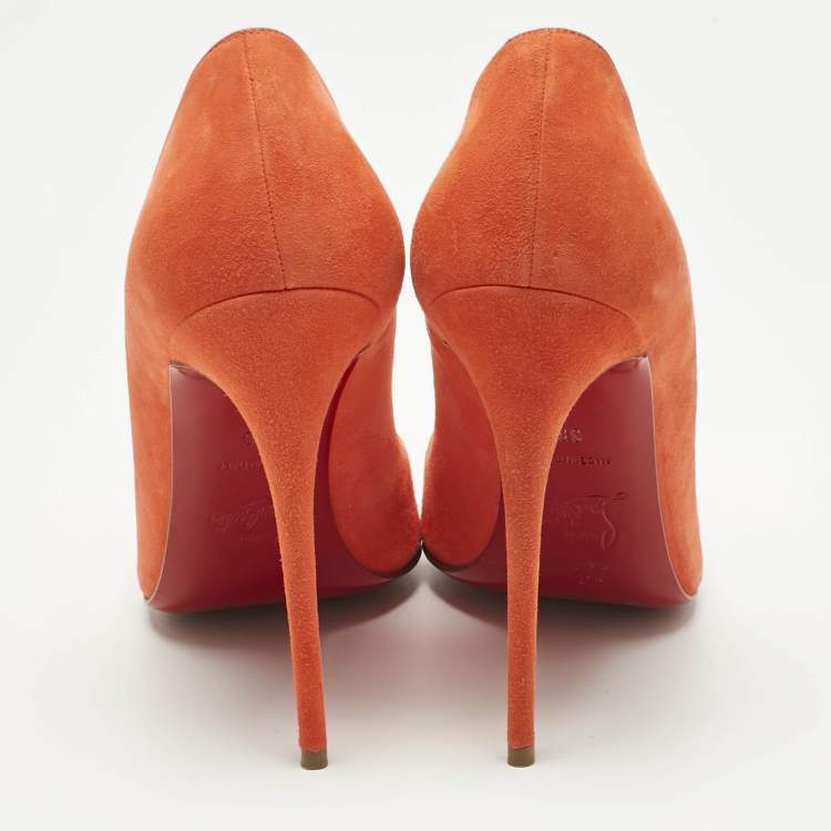 Pre Owned Christian Louboutin Orange Suede So Kate Pumps Size 38