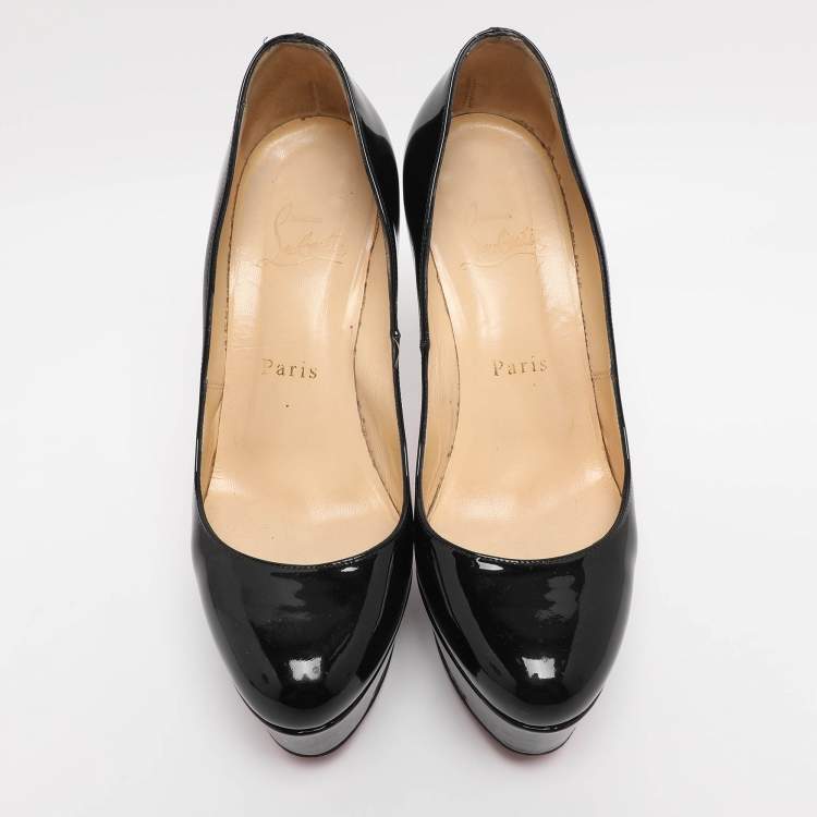 Pre Owned Christian Louboutin Black Patent Leather Bianca Platform Pumps Size 36