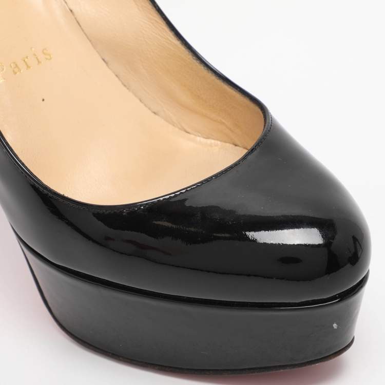 Pre Owned Christian Louboutin Black Patent Leather Bianca Platform Pumps Size 36