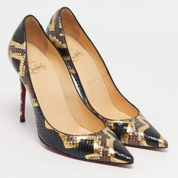 Pre Owned Christian Louboutin Multicolor Python Leather So Kate Pumps Size 38