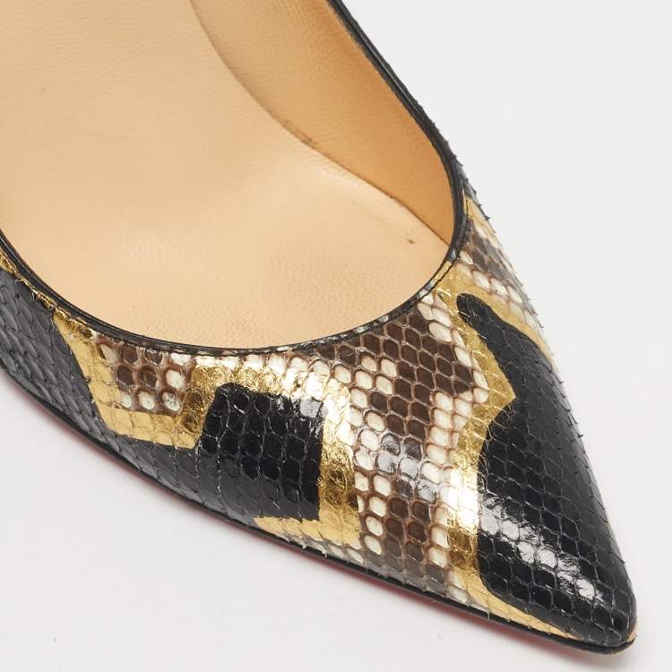 Pre Owned Christian Louboutin Multicolor Python Leather So Kate Pumps Size 38