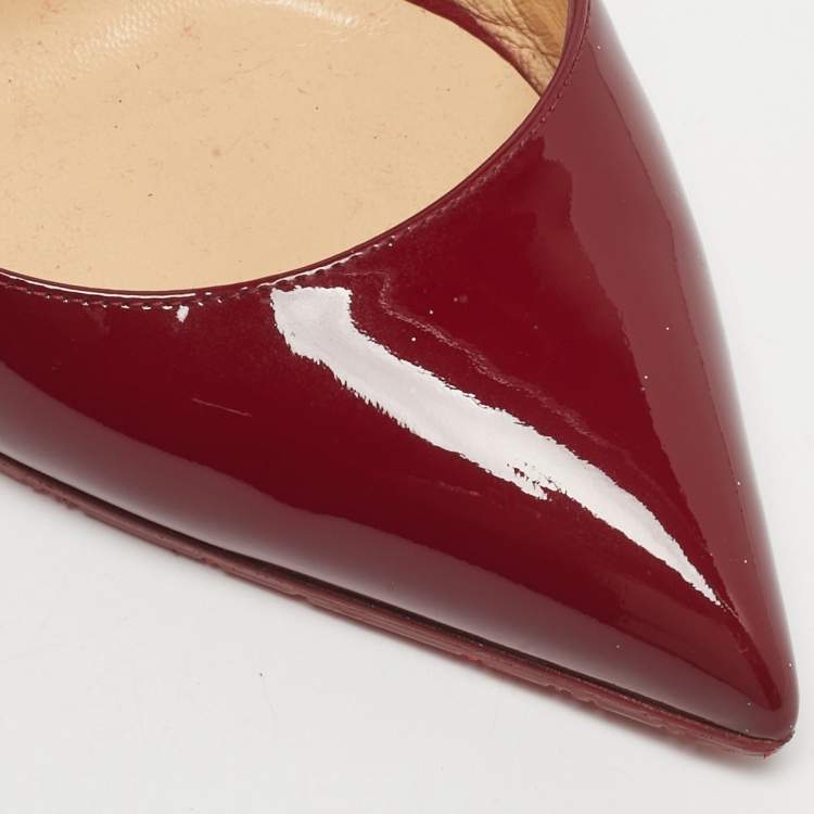 Pre Owned Christian Louboutin Burgundy Patent Leather Marlenarock Pumps Size 39.5