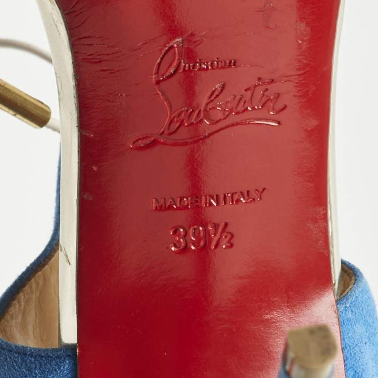 Pre Owned Christian Louboutin Two Tone Patent Leather and Suede Mayerling Sandals Size 39.5
