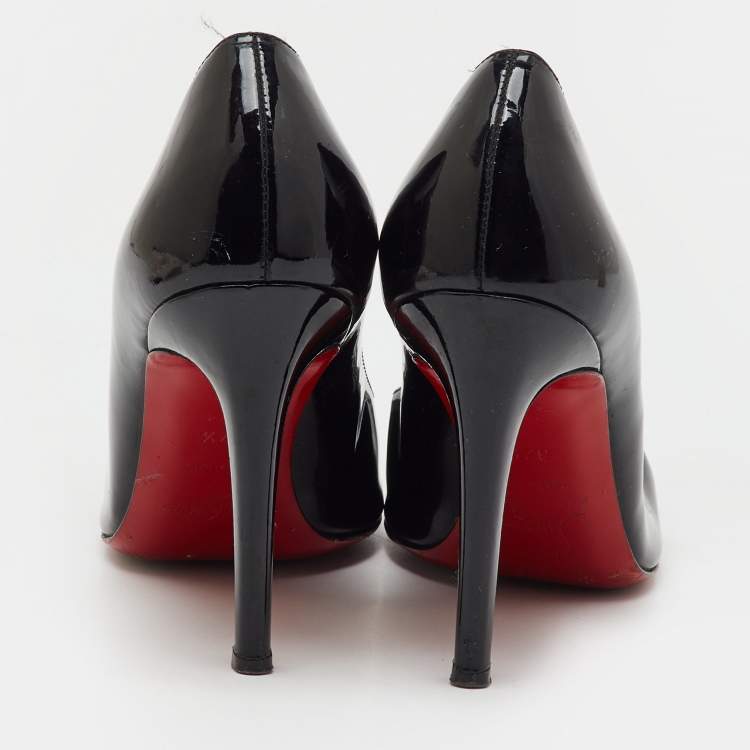 Pre Owned Christian Louboutin Black Patent Leather Simple Pumps Size 37.5