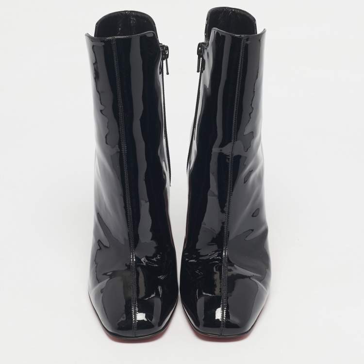 Pre Owned Christian Louboutin Black Patent Leather Tiagadaboot Ankle Boots Size 41
