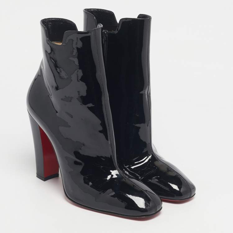Pre Owned Christian Louboutin Black Patent Leather Tiagadaboot Ankle Boots Size 41