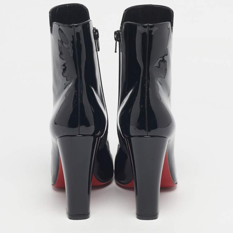 Pre Owned Christian Louboutin Black Patent Leather Tiagadaboot Ankle Boots Size 41