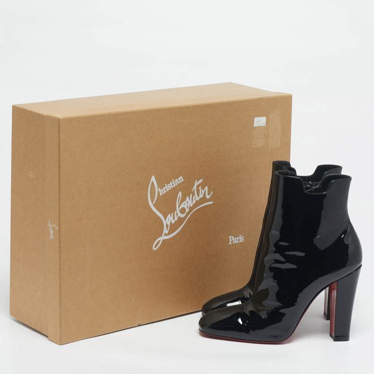 Pre Owned Christian Louboutin Black Patent Leather Tiagadaboot Ankle Boots Size 41
