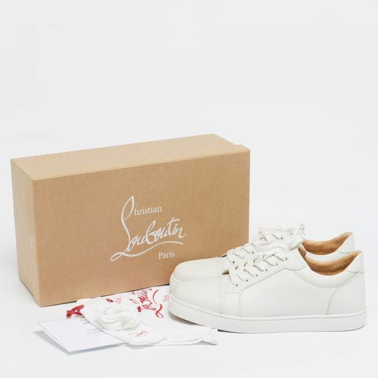 Pre Owned Christian Louboutin White Leather Vieira Sneakers Size 41