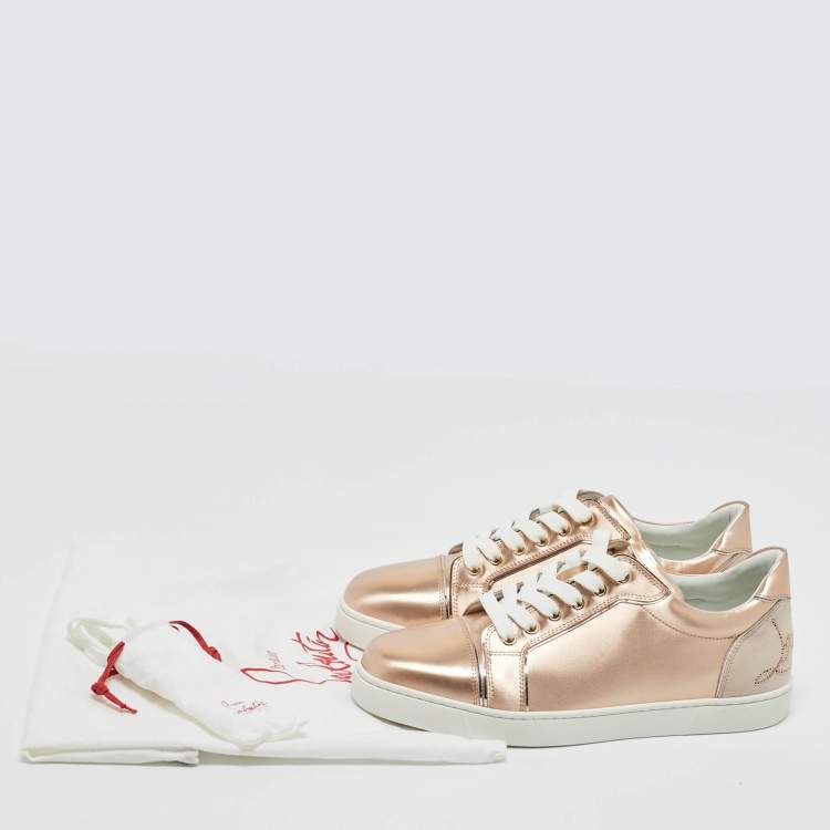Pre Owned Christian Louboutin Pink Leather and Suede Fun Vieira Low Top Sneakers Size 40