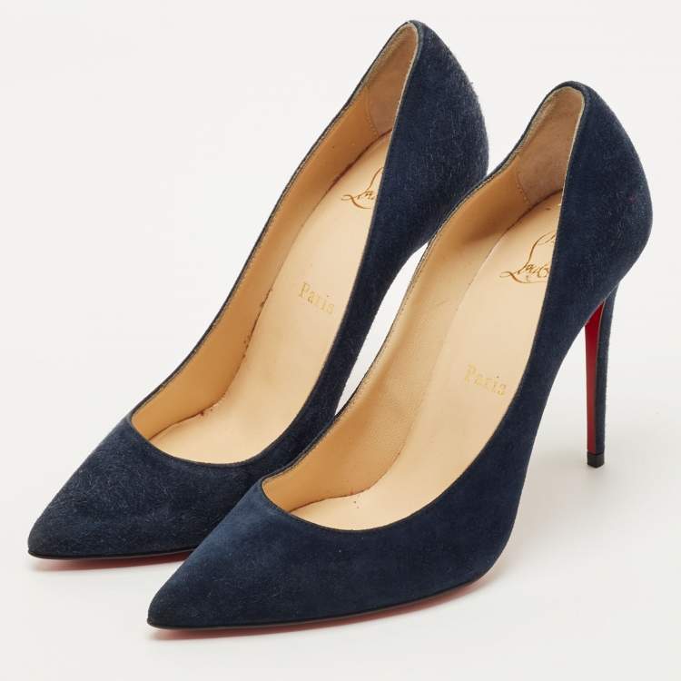 Pre Owned Christian Louboutin Navy Blue Suede So Kate Pumps Size 36.5