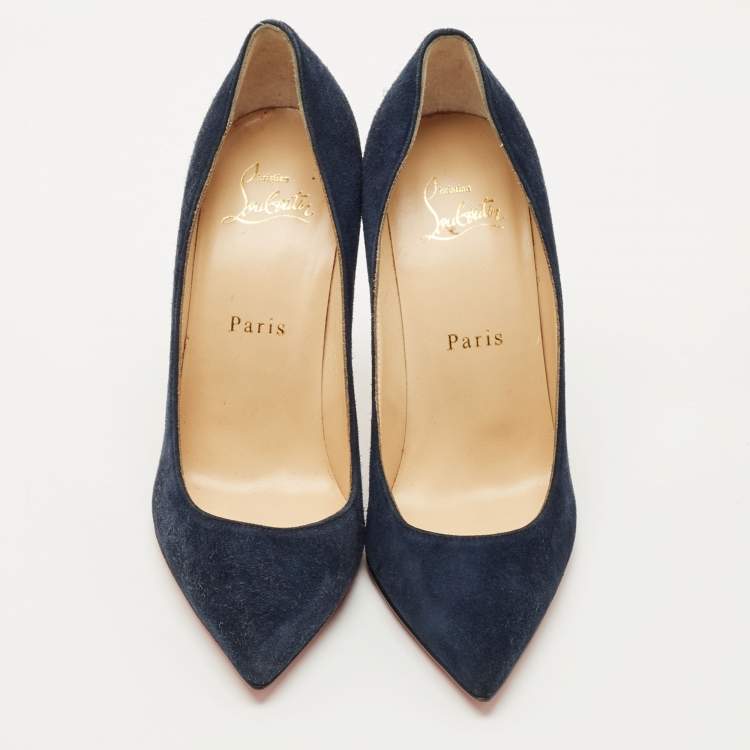 Pre Owned Christian Louboutin Navy Blue Suede So Kate Pumps Size 36.5