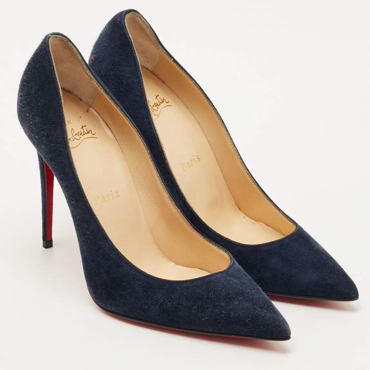 Pre Owned Christian Louboutin Navy Blue Suede So Kate Pumps Size 36.5