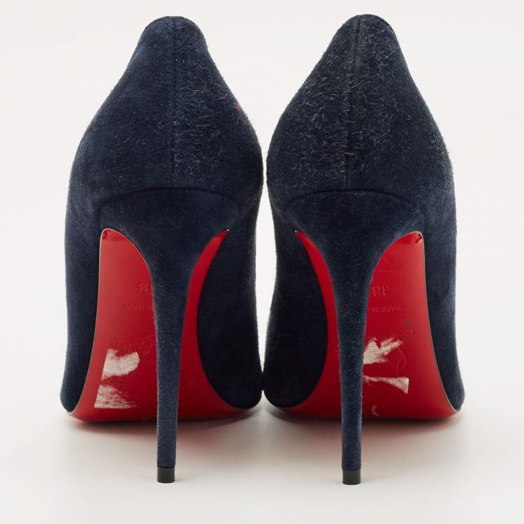 Pre Owned Christian Louboutin Navy Blue Suede So Kate Pumps Size 36.5