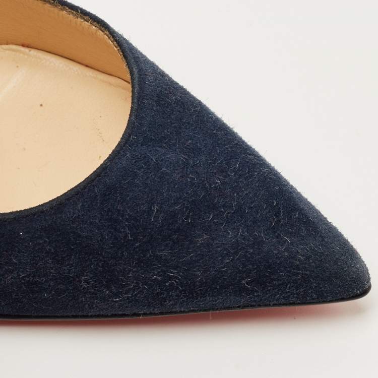Pre Owned Christian Louboutin Navy Blue Suede So Kate Pumps Size 36.5