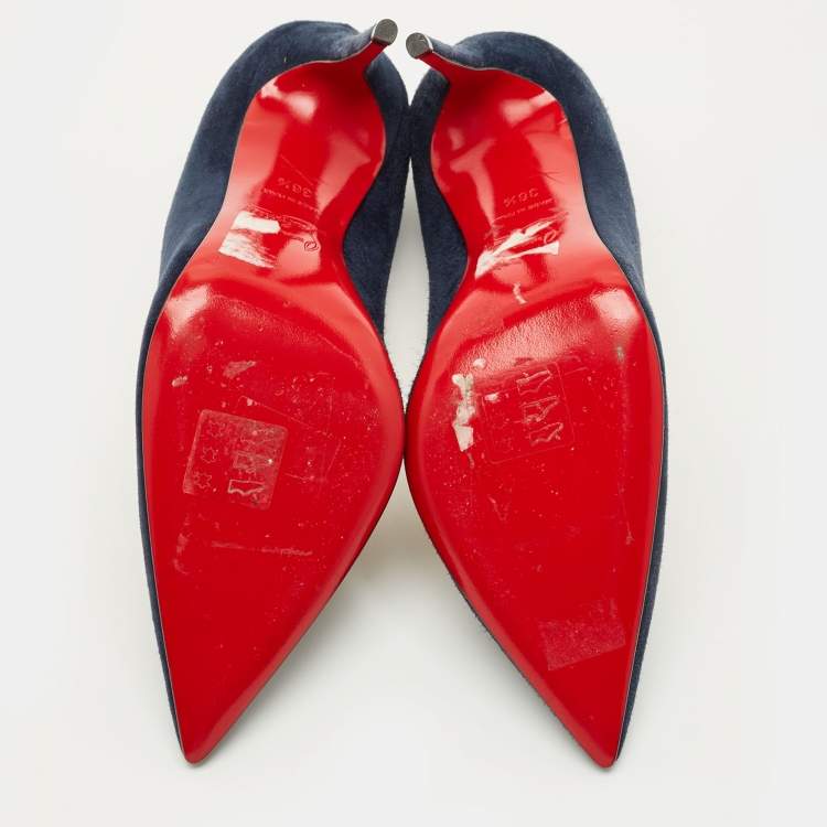 Pre Owned Christian Louboutin Navy Blue Suede So Kate Pumps Size 36.5
