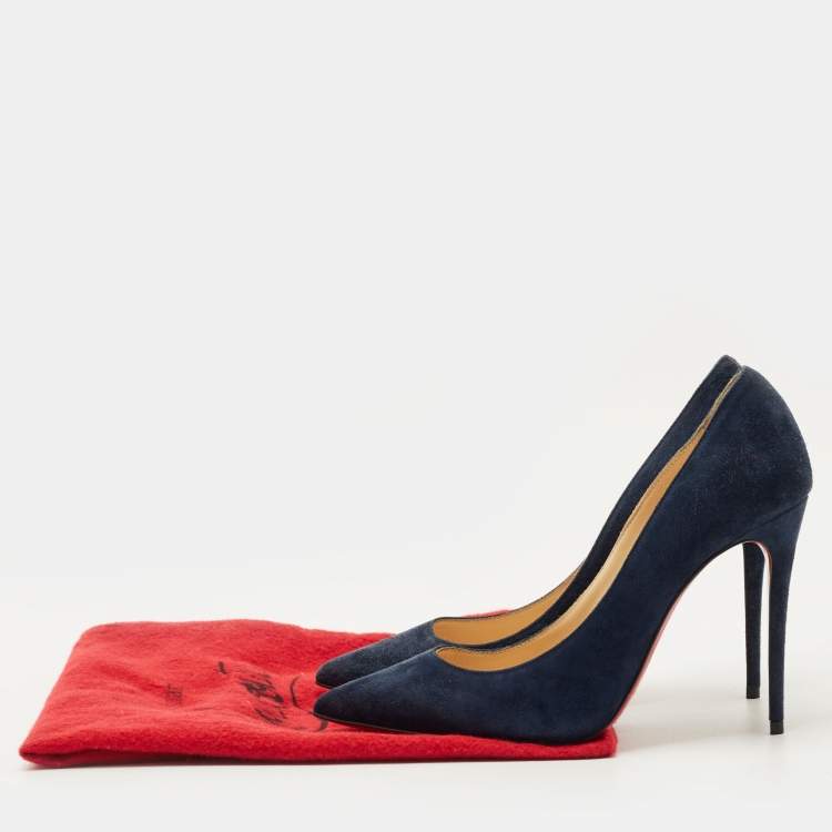 Pre Owned Christian Louboutin Navy Blue Suede So Kate Pumps Size 36.5
